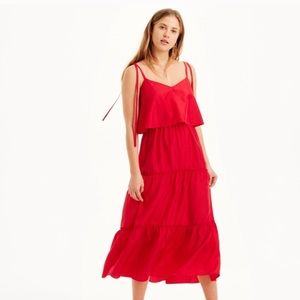 Club Monaco "Quenby" Red Tiered Silk Dress